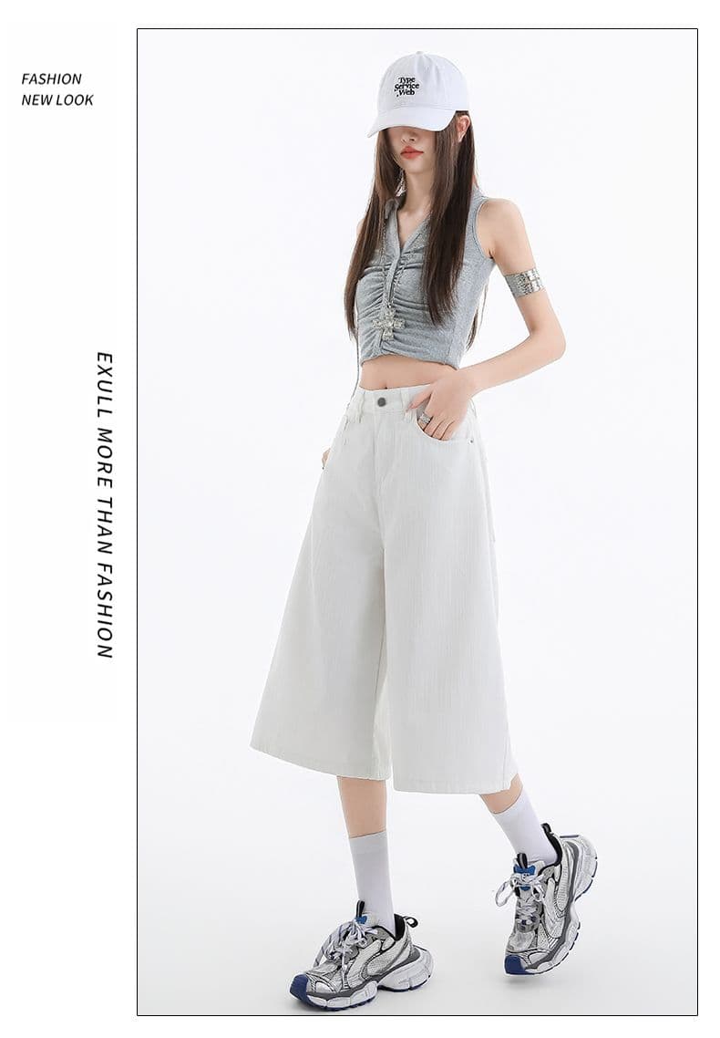 실사 아메리칸 루즈핏 7 점 청바지 여성 여름 개성 디자인 루즈핏 넓은 다리 높음 거리 스트레이트 바지 여성 상세 이미지 19