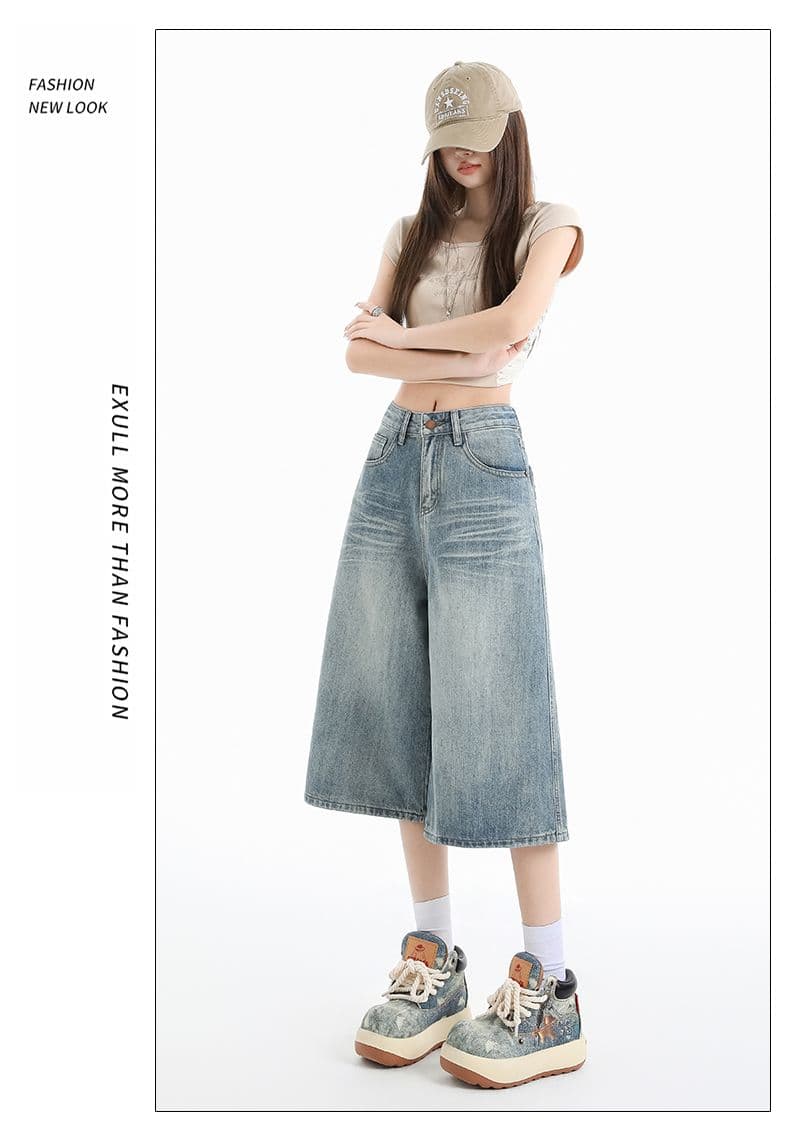 실사 아메리칸 루즈핏 7 점 청바지 여성 여름 개성 디자인 루즈핏 넓은 다리 높음 거리 스트레이트 바지 여성 상세 이미지 13