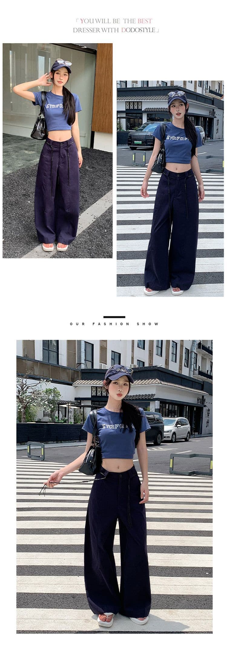 실사 한 부서 단색 하이웨이스트 슬림해 보이는 스트레이트 와이드 레깅스 바지 여름 얇은 스타일 디자인 속도 건조한 워크웨어 캐주얼 바지 상세 이미지 12
