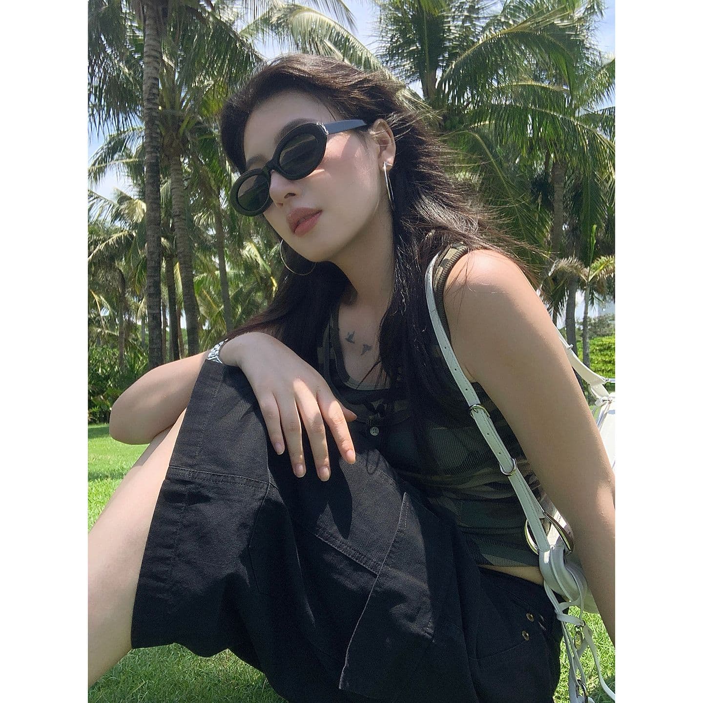 실사 여름 새로운 아메리칸 워싱 레이스업 펌프 로프 기타 주머니 워크웨어 7 점 캐주얼 바지 여성 이미지 2