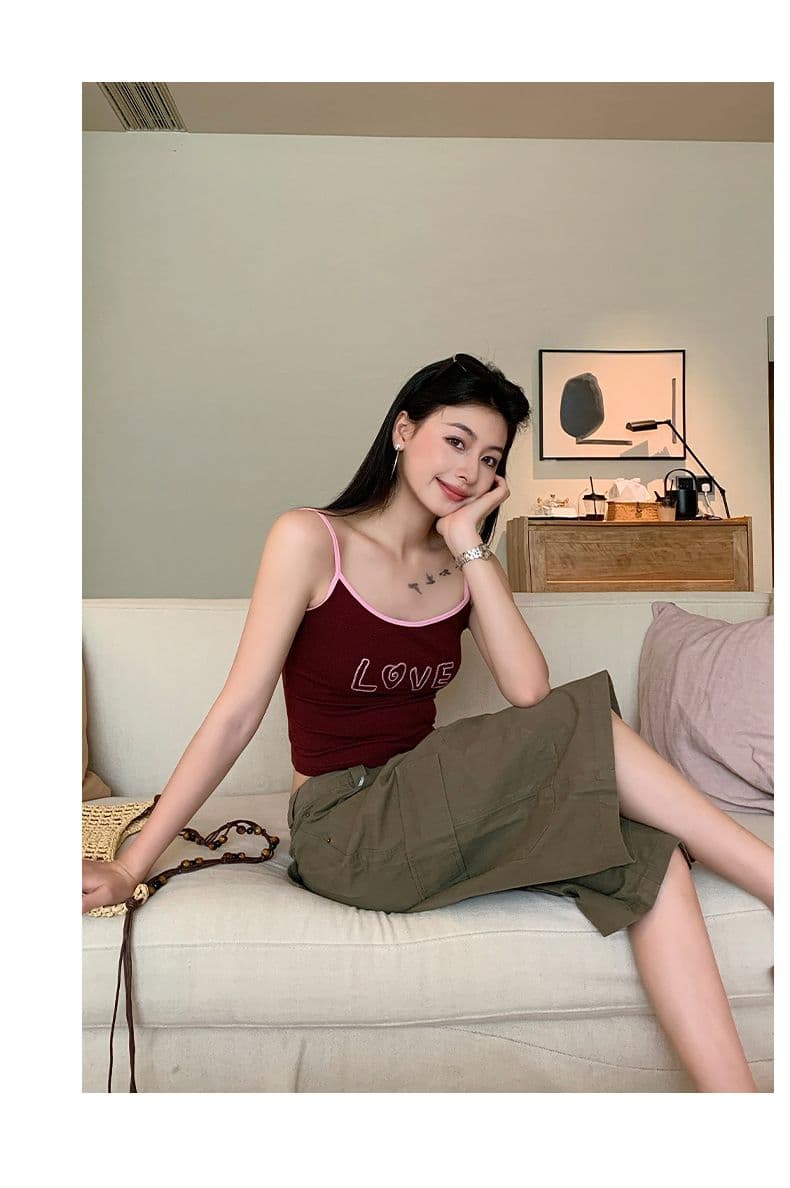 실사 여름 새로운 아메리칸 워싱 레이스업 펌프 로프 기타 주머니 워크웨어 7 점 캐주얼 바지 여성 상세 이미지 17