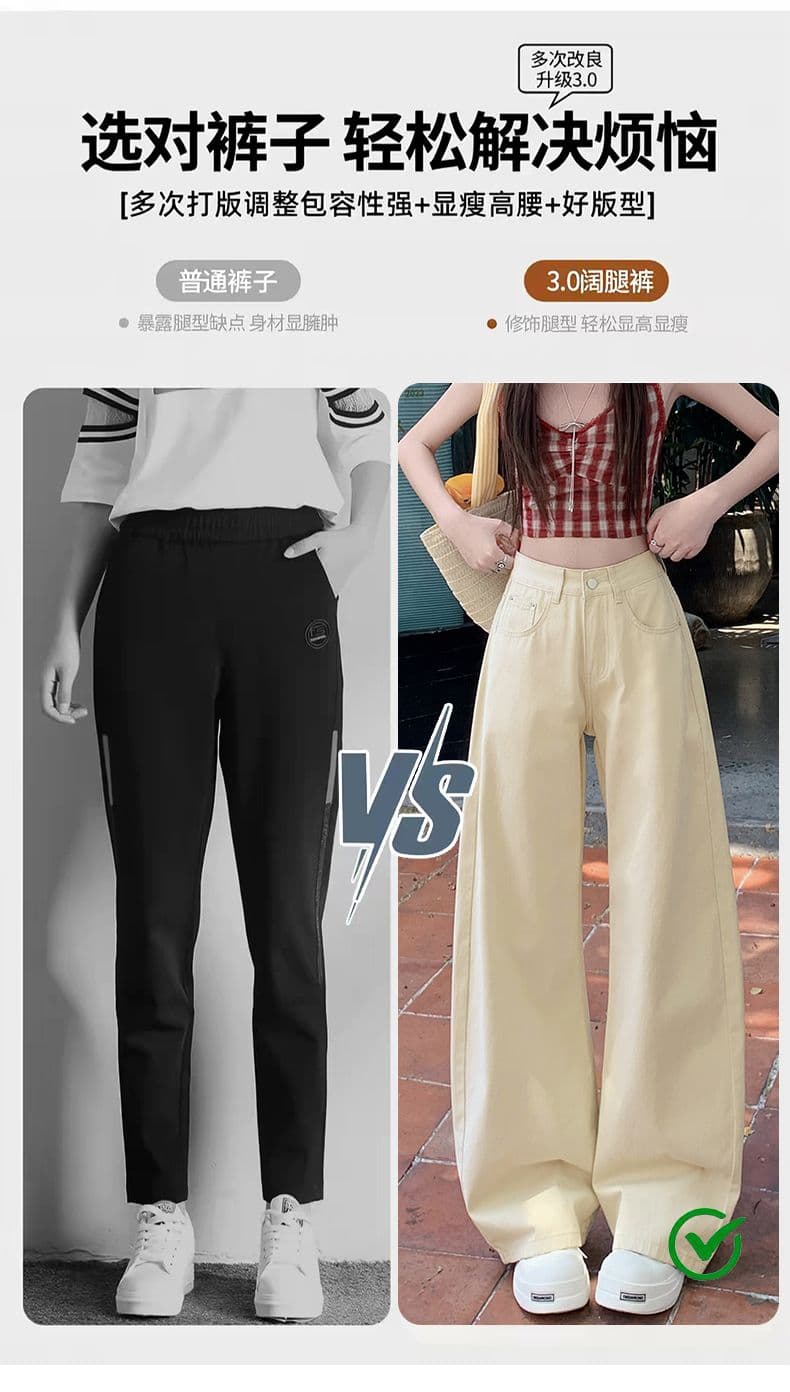 실사 개성 알파벳 자수 아메리칸 하이웨이스트 루즈핏 모통이 칼 넓은 다리 청바지 여성 슬림해 보이는 바닥 청소 바지 상세 이미지 11