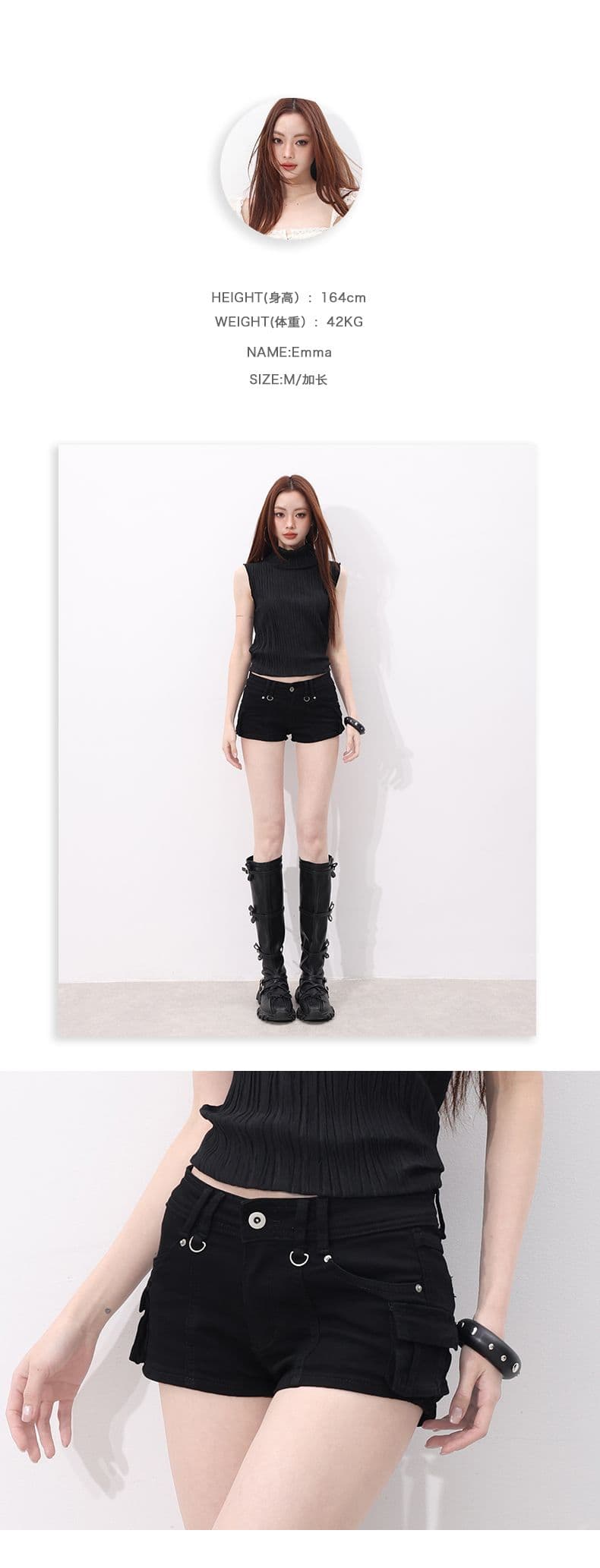 실사 달콤한 던져 고양이 플라스틱 차가운 바람의 소리 무거운 작업 핫 바지 질감 패치워크 자매 센스 작은 대중 편안함 청바지 상세 이미지 4