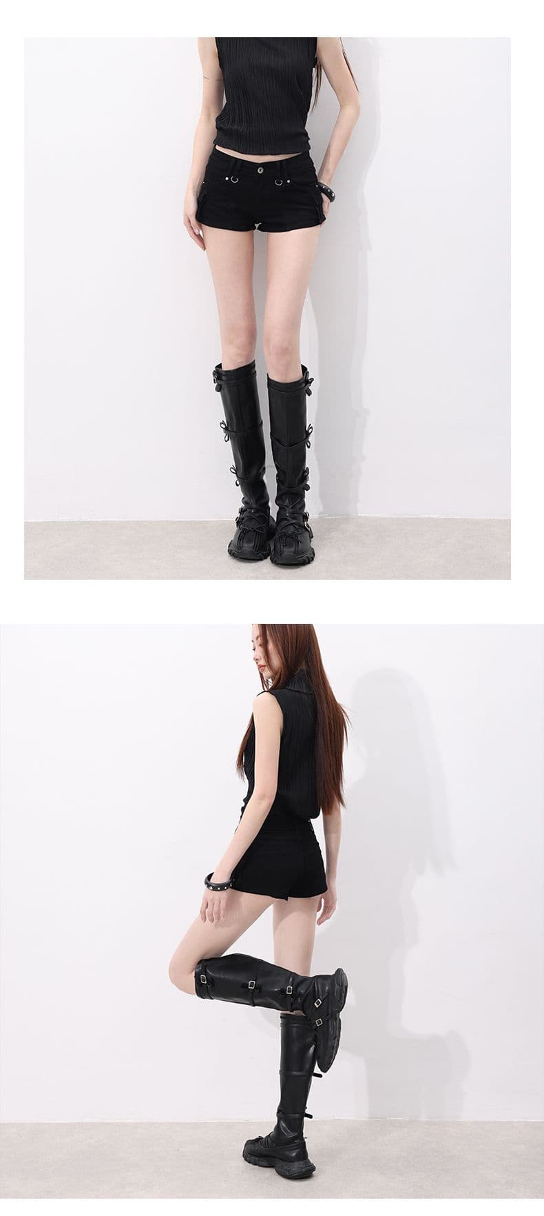 실사 달콤한 던져 고양이 플라스틱 차가운 바람의 소리 무거운 작업 핫 바지 질감 패치워크 자매 센스 작은 대중 편안함 청바지 상세 이미지 5
