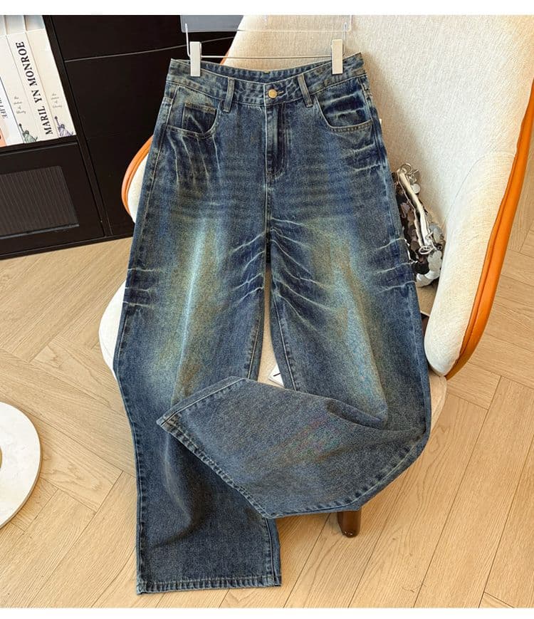 실사 가을 의상 새로운 핫걸 바람 와이드 레그 팬츠 패션 트렌드 스트레이트 팬츠 여성 의류 청바지 여성 상세 이미지 31