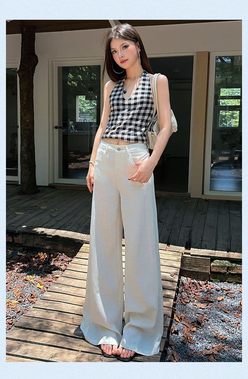 실사 아마 와이드 레깅스 바지 2026 여름 얇은 스타일 하이웨이스트 도루 센스 느슨함 센스 캐주얼 주간 실크 바지 상세 이미지 28