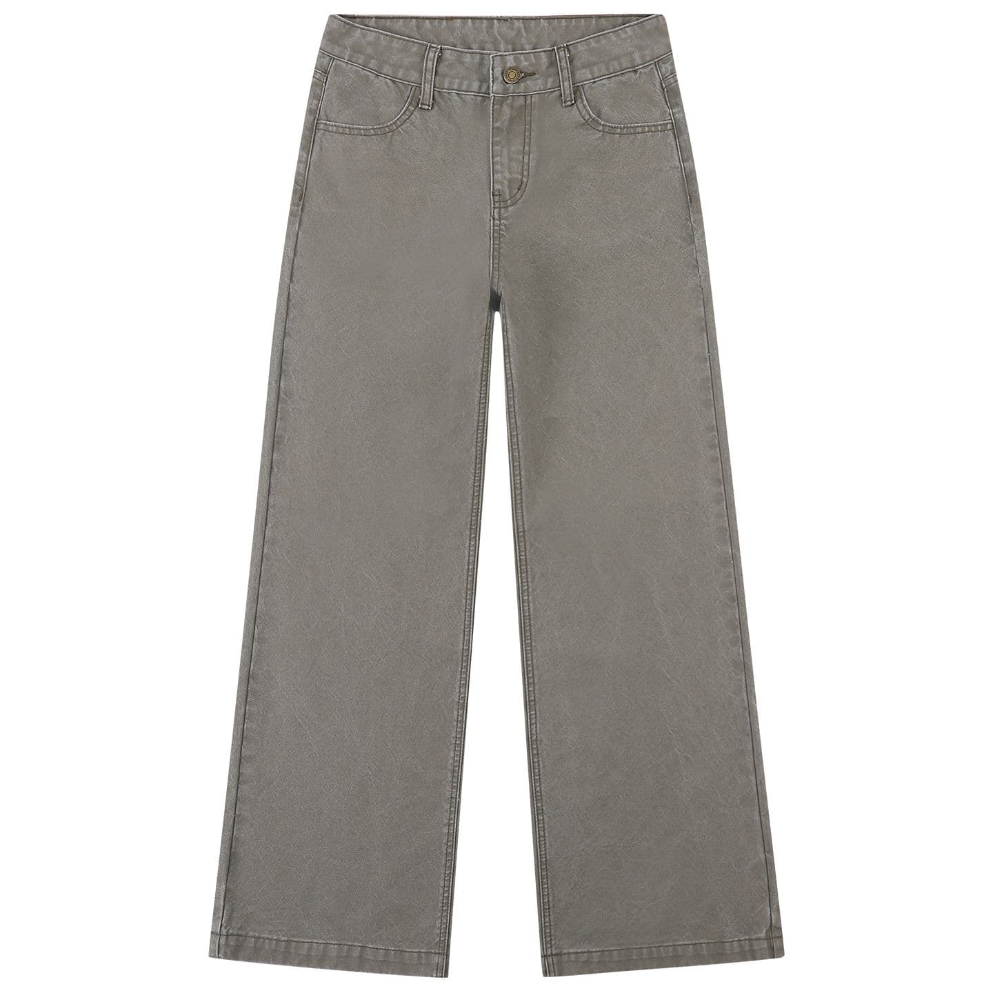 실사 초록 초록 레트로 워싱 하이 웨이스트 청바지 여성 2026 년 이른 가을 도루 센스 루즈핏 캐주얼 와이드 레그 팬츠 이미지 4