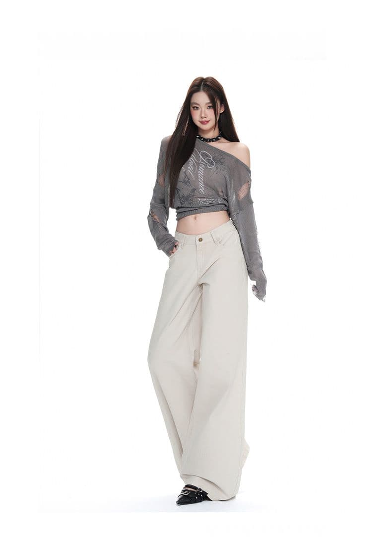 실사 초록 초록 레트로 워싱 하이 웨이스트 청바지 여성 2026 년 이른 가을 도루 센스 루즈핏 캐주얼 와이드 레그 팬츠 상세 이미지 25
