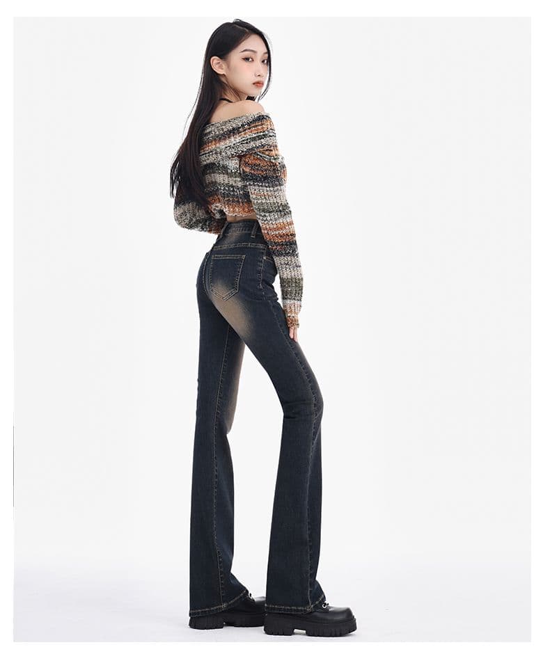 실사 핫걸 슬림해 보이는 바닥 청소 나팔 바지 9 포인트 긴 바지 길이 연장 xs-xxl 상세 이미지 22