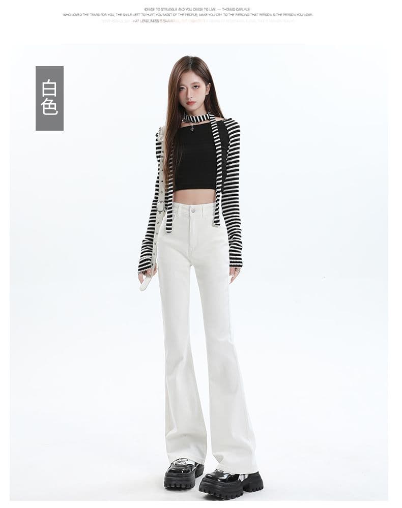 실사 핫걸 슬림해 보이는 바닥 청소 나팔 바지 9 포인트 긴 바지 길이 연장 xs-xxl 상세 이미지 25