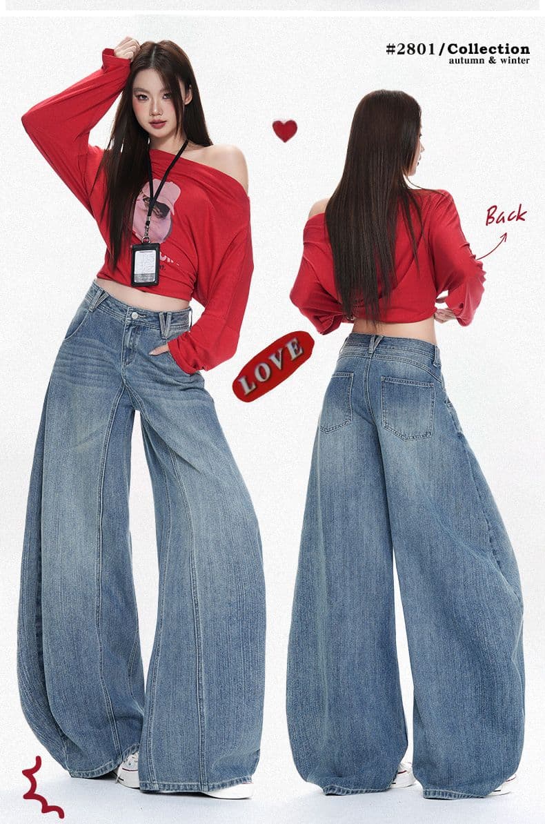 실사 워싱 블루 대나무 마디 곡물 분할 패치워크 디자인 센스 청바지 2026 이른 가을 트렌드 캐주얼 모통이 칼 바지 상세 이미지 3