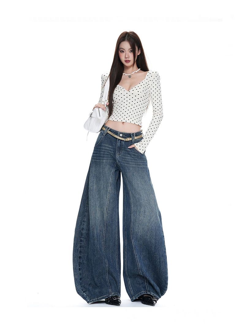 실사 워싱 블루 대나무 마디 곡물 분할 패치워크 디자인 센스 청바지 2026 이른 가을 트렌드 캐주얼 모통이 칼 바지 상세 이미지 18