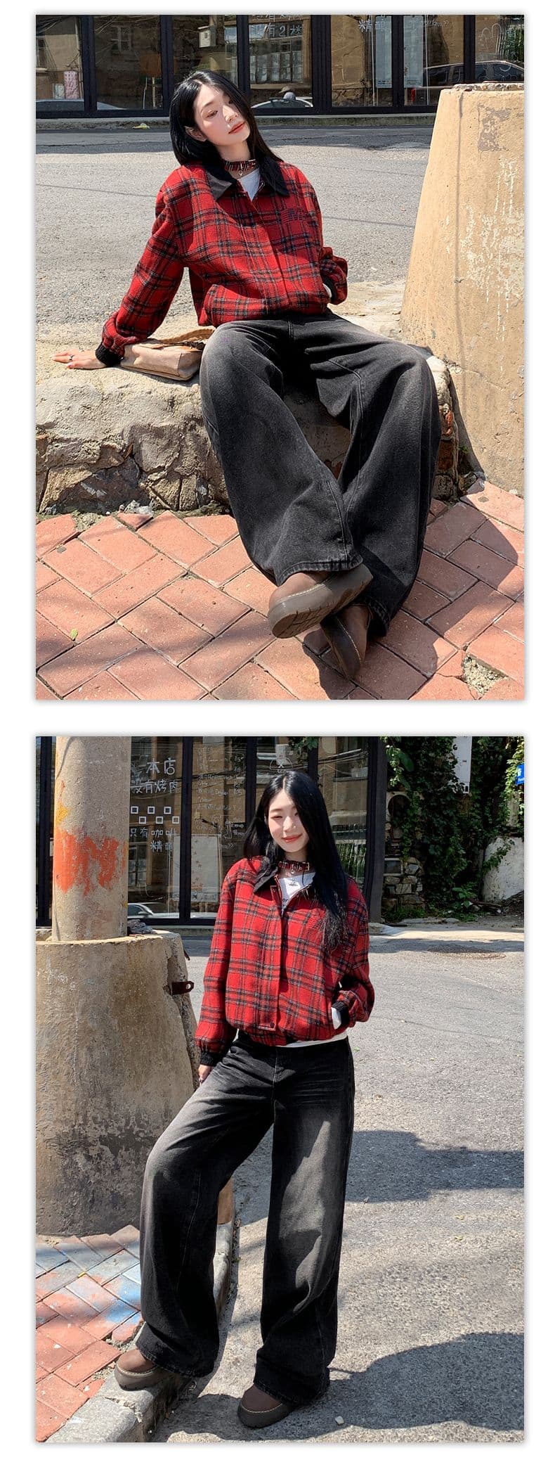 실사 2026 가을 아메리칸 스트레이트 넓은 다리 청바지 가을 루즈핏 슬림해 보이는 도루 센스 바닥 청소 바지 상세 이미지 9