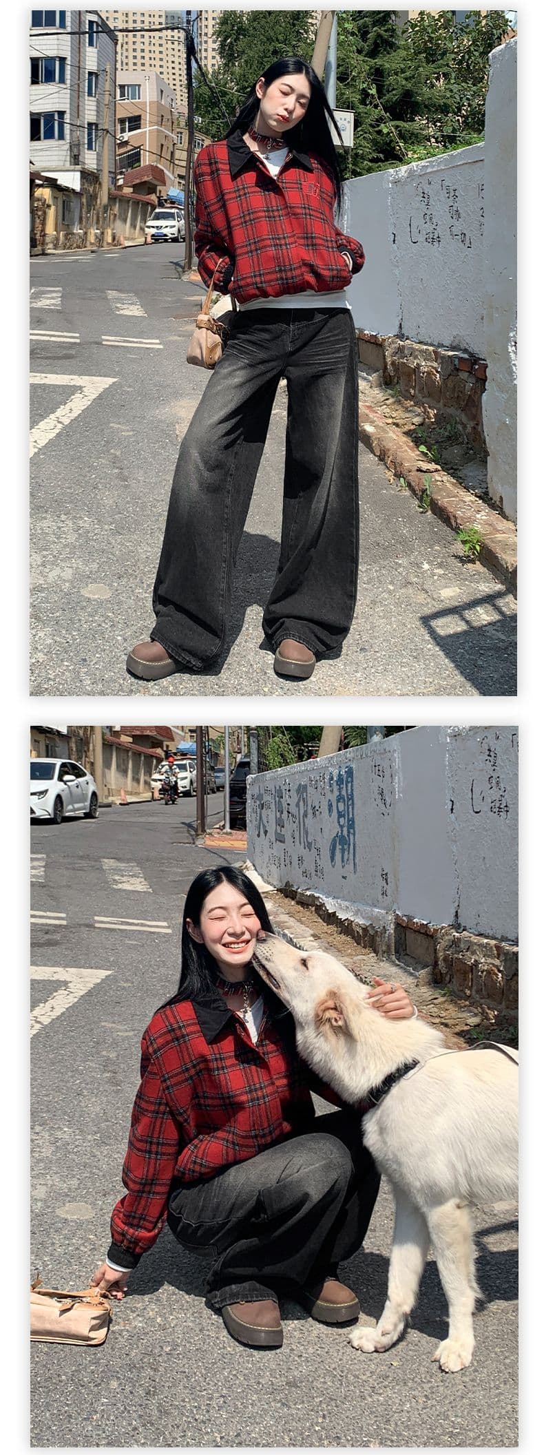 실사 2026 가을 아메리칸 스트레이트 넓은 다리 청바지 가을 루즈핏 슬림해 보이는 도루 센스 바닥 청소 바지 상세 이미지 12