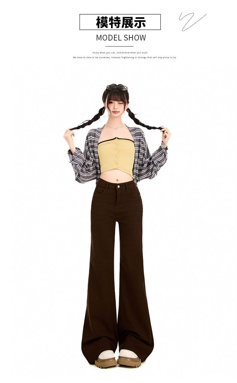 실사 이른 가을 오래된 돈 레트로 나팔 청바지 새로운 다용도 아니요 막대기 다리 루즈핏 부츠컷 바지 여성 상세 이미지 10
