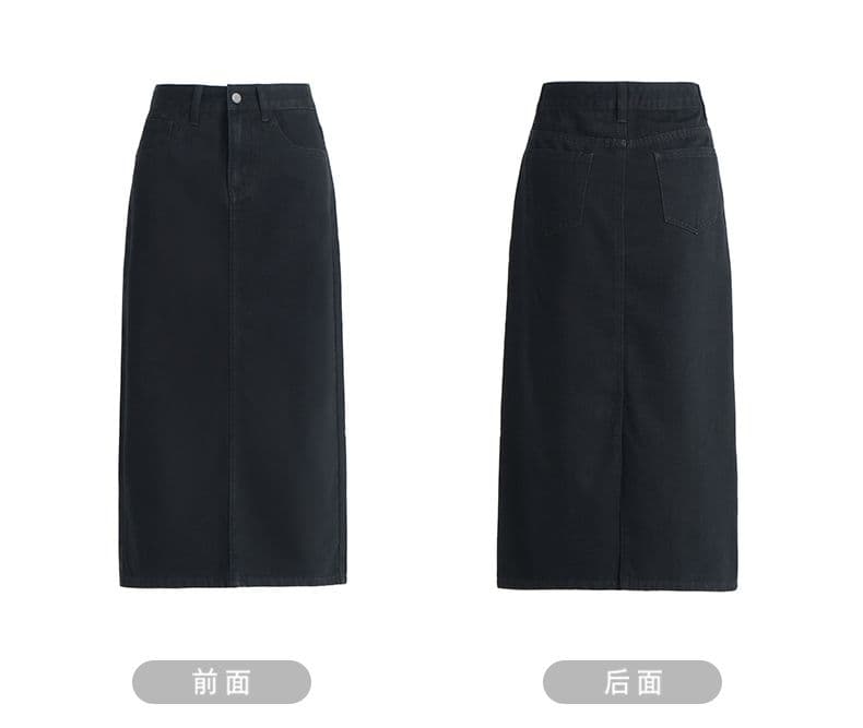 실사 아메리칸 노스탤지어 높은 품질 새로운 5 색상 반신 중간 길이 스커트 이후 트임 xs-xl 상세 이미지 9