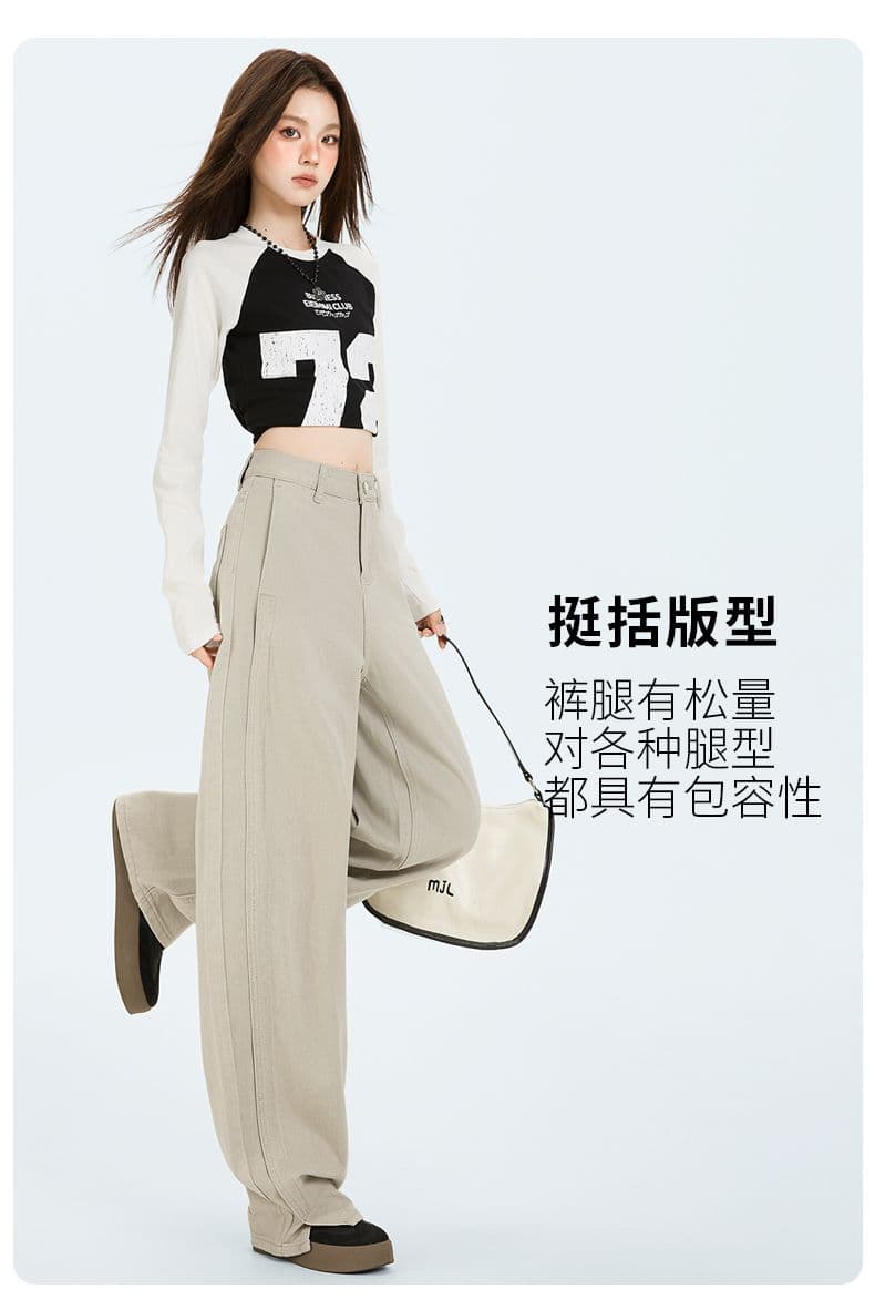 실사 가을 겨울 폭발 아메리칸 레트로 측면 솔기 당겨 높은 디자인 루즈핏 슬림해 보이는 바닥 청소 청바지 여성 상세 이미지 8