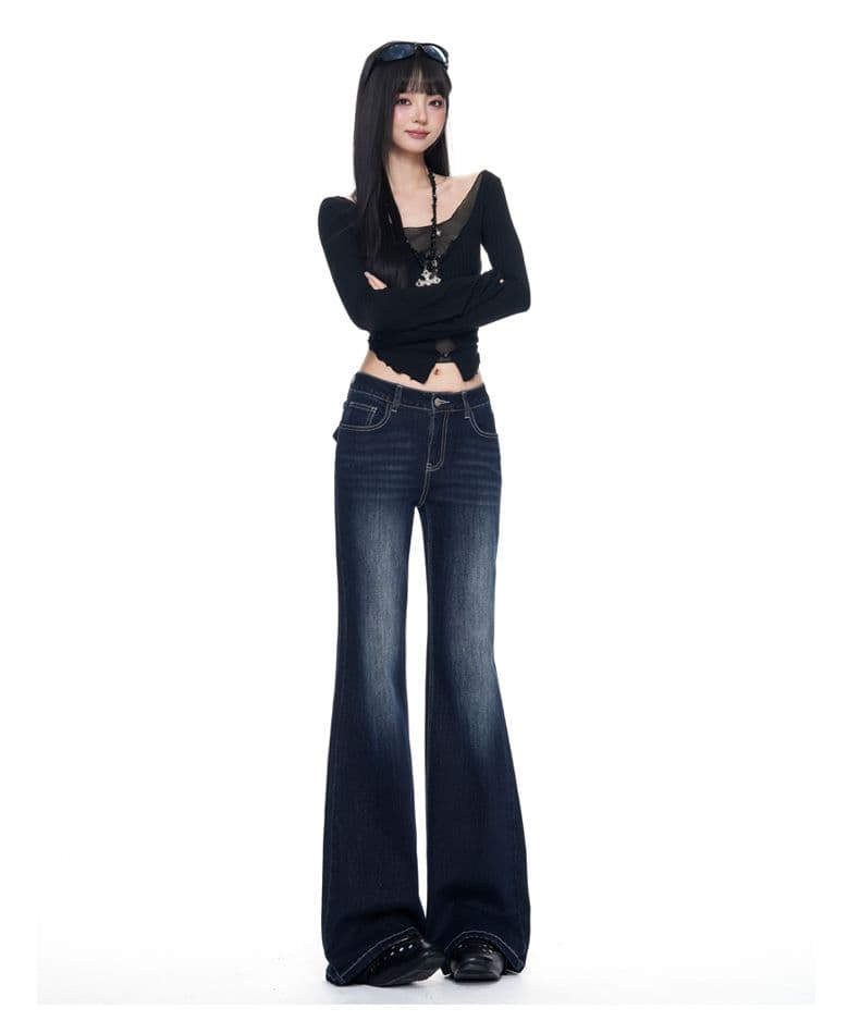 실사 아니요 막대기 다리 호스 슈 바지 블루 회색 마이크로 나팔 청바지 여성 가을 2026 새로운 하이웨이스트 슬림해 보이는 상세 이미지 20