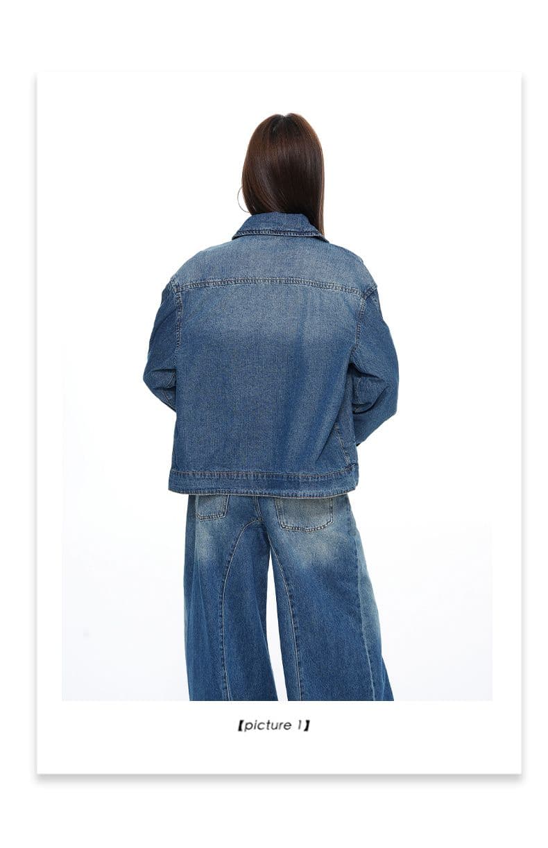 실사 26 년 가을 겨울철 새로운 핫걸 세트 조합 루즈핏 데님 재킷 청바지 여성 상세 이미지 24