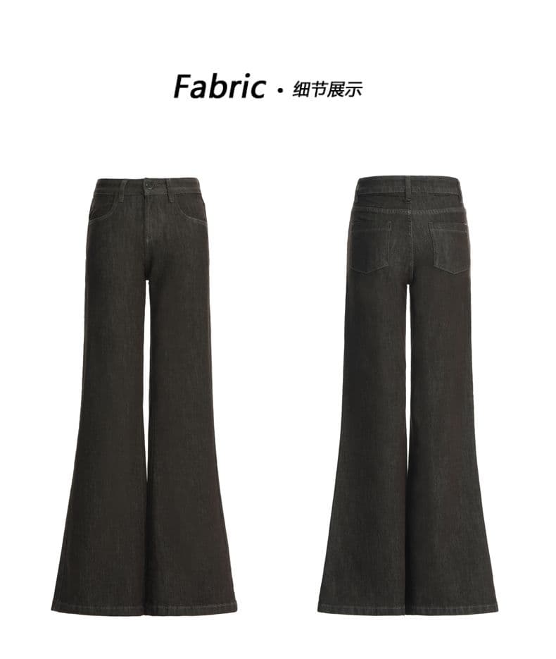 실사 아메리칸 단 닝 커피 색상 부츠컷 청바지 떨어지지 않음 색상 아니요 막대기 다리 캐주얼 루즈핏 스트레이트 플레어 바지 상세 이미지 5