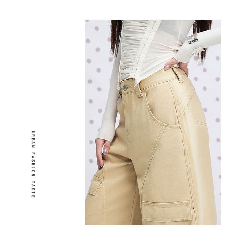 실사 카키 색 순면 Chic 펌프 Pleat 자르기 센스 청바지 여성 2026 년 다용도 캐주얼 워크웨어 팬츠 상세 이미지 10