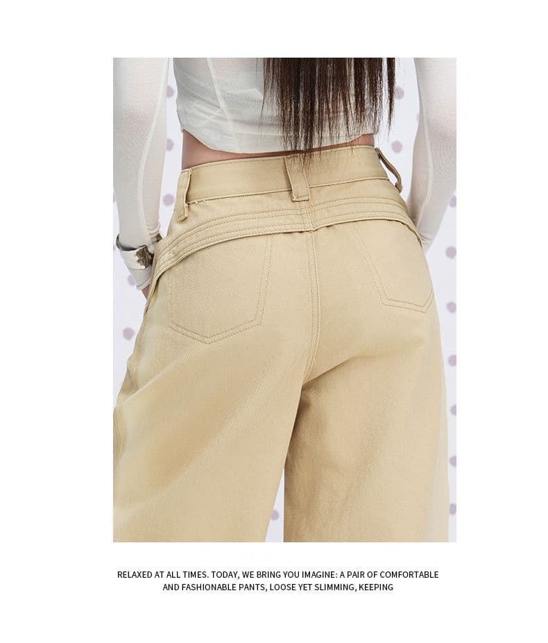 실사 카키 색 순면 Chic 펌프 Pleat 자르기 센스 청바지 여성 2026 년 다용도 캐주얼 워크웨어 팬츠 상세 이미지 13