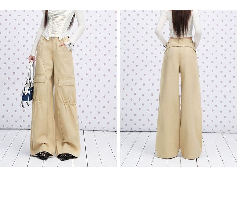 실사 카키 색 순면 Chic 펌프 Pleat 자르기 센스 청바지 여성 2026 년 다용도 캐주얼 워크웨어 팬츠 상세 이미지 14
