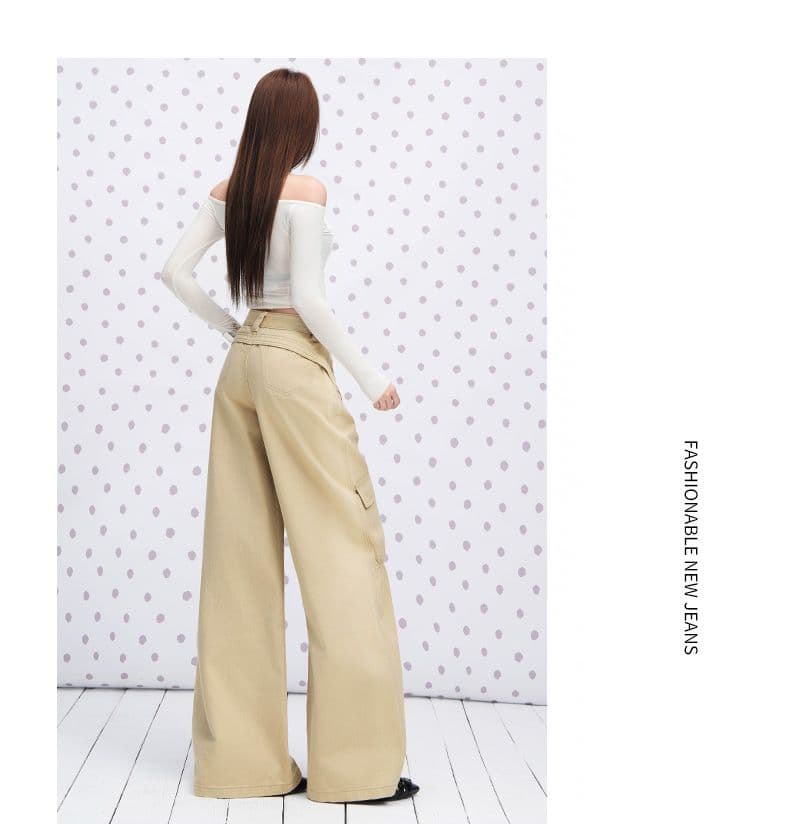 실사 카키 색 순면 Chic 펌프 Pleat 자르기 센스 청바지 여성 2026 년 다용도 캐주얼 워크웨어 팬츠 상세 이미지 16