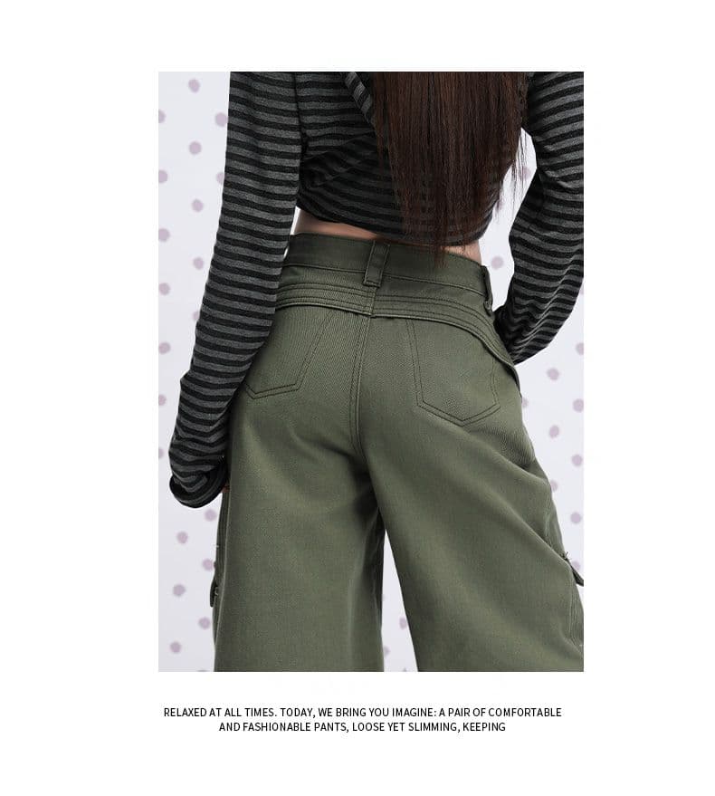 실사 카키 색 순면 Chic 펌프 Pleat 자르기 센스 청바지 여성 2026 년 다용도 캐주얼 워크웨어 팬츠 상세 이미지 23