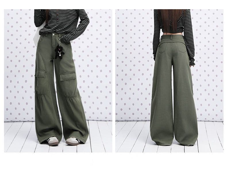 실사 카키 색 순면 Chic 펌프 Pleat 자르기 센스 청바지 여성 2026 년 다용도 캐주얼 워크웨어 팬츠 상세 이미지 24