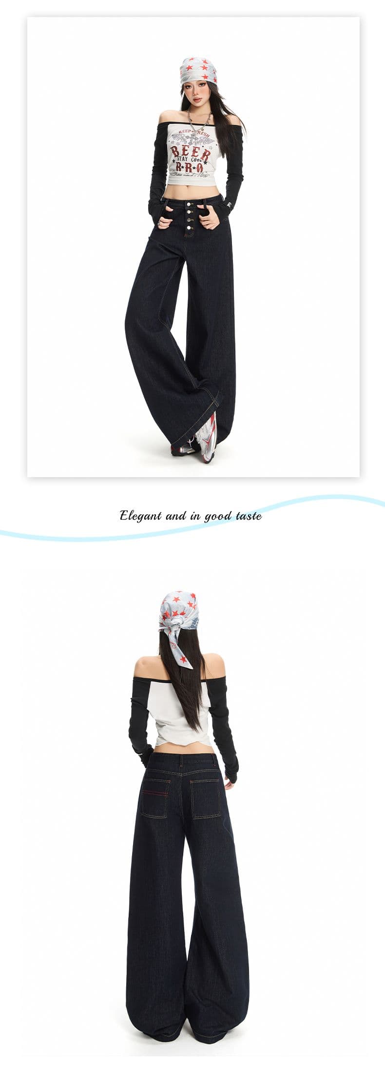 실사 이른 가을 새로운 빨간색 모통이 칼 청바지 여성 단추 디자인 하이웨이스트 루즈핏 슬림해 보이는 바닥 청소 바지 상세 이미지 11