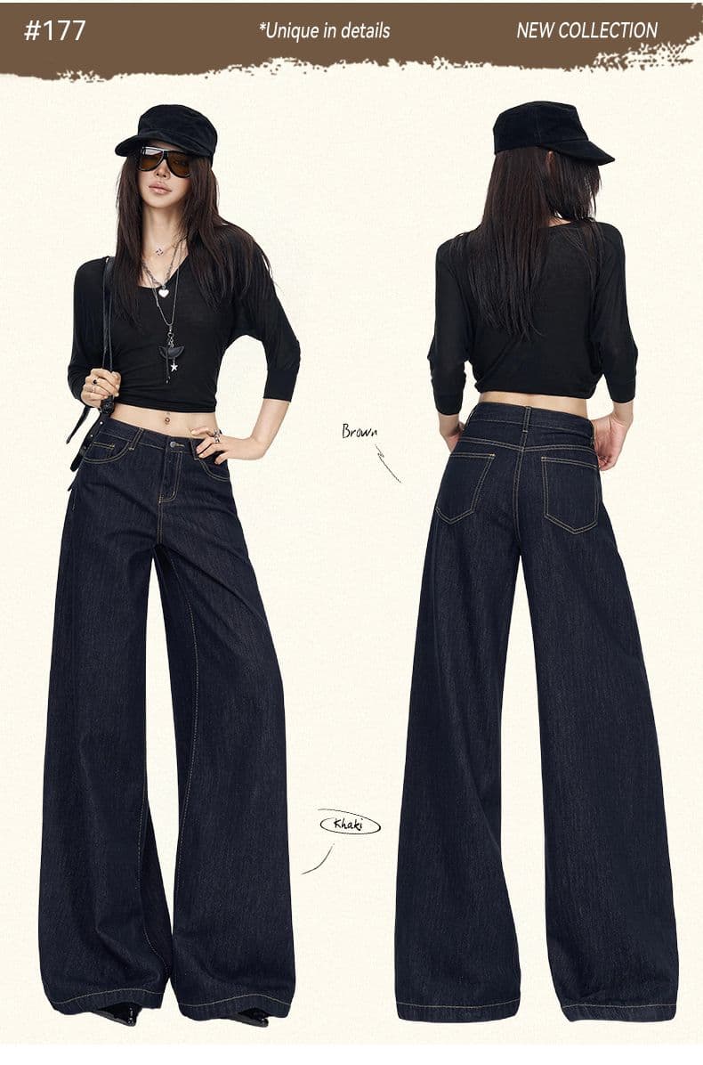 실사 국방 페이딩 청바지 단 닝 색상 도루 센스 2026 가을 새로운 루즈핏 와이드 레그 팬츠 원색 다용도 긴 바지 상세 이미지 3