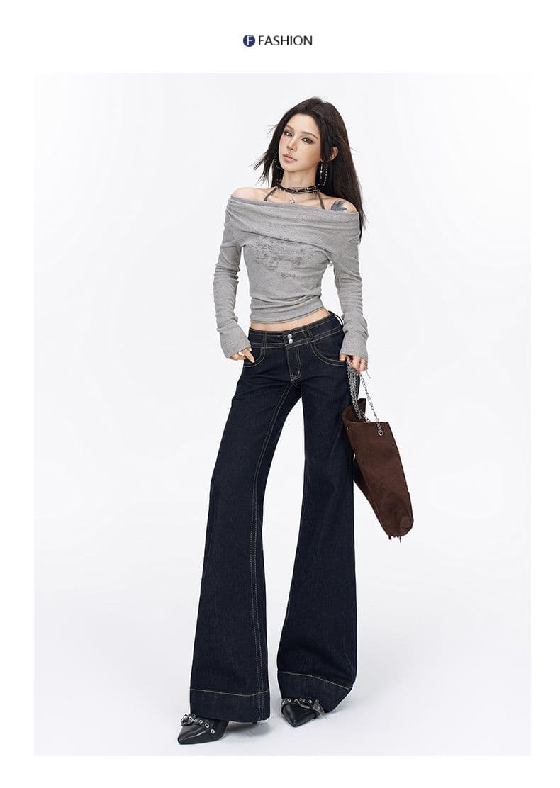 실사 로우 웨이스트 핫걸 진한 파란색 아니요 막대기 다리 부츠컷 청바지 루즈핏 슬림해 보이는 다용도 바닥 청소 바지 9 포인트 긴 바지 상세 이미지 11