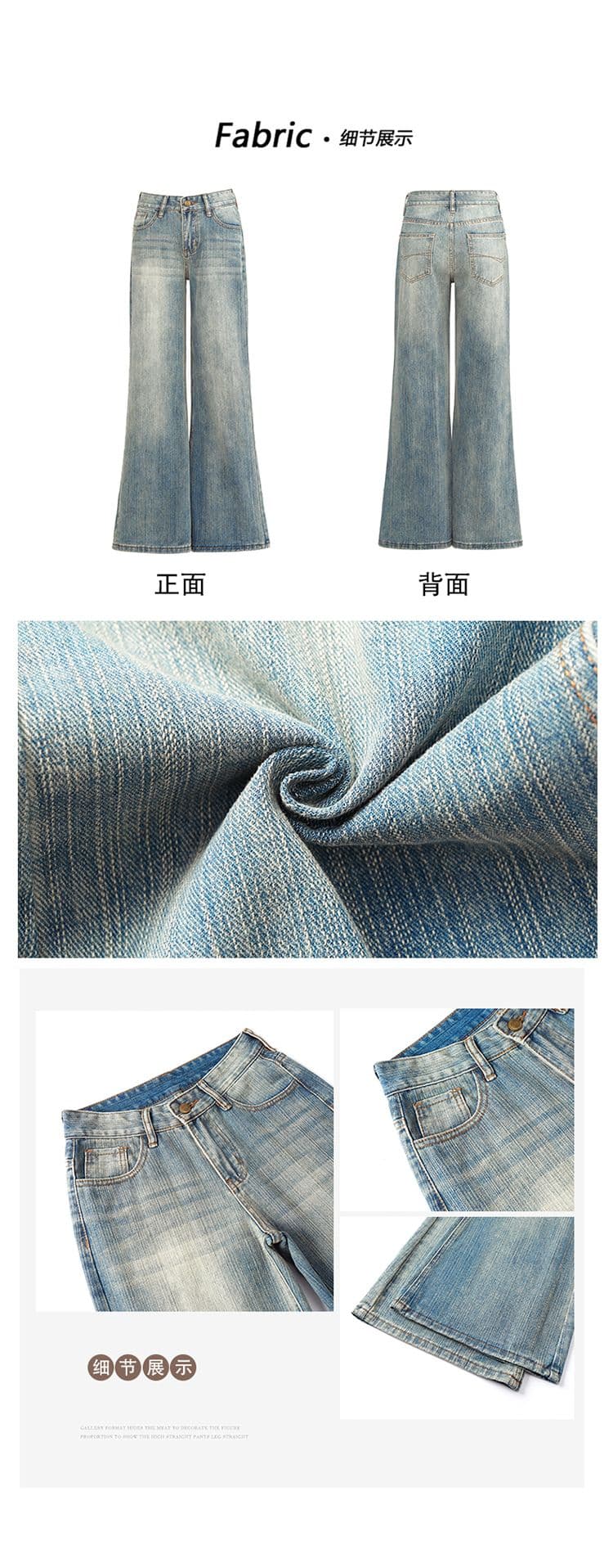 실사 레트로 워싱 대나무 마디 곡물 넓은 다리 청바지 여성 새로운 루즈핏 아니요 막대기 다리 도루 센스 스트레이트 팬츠 상세 이미지 3