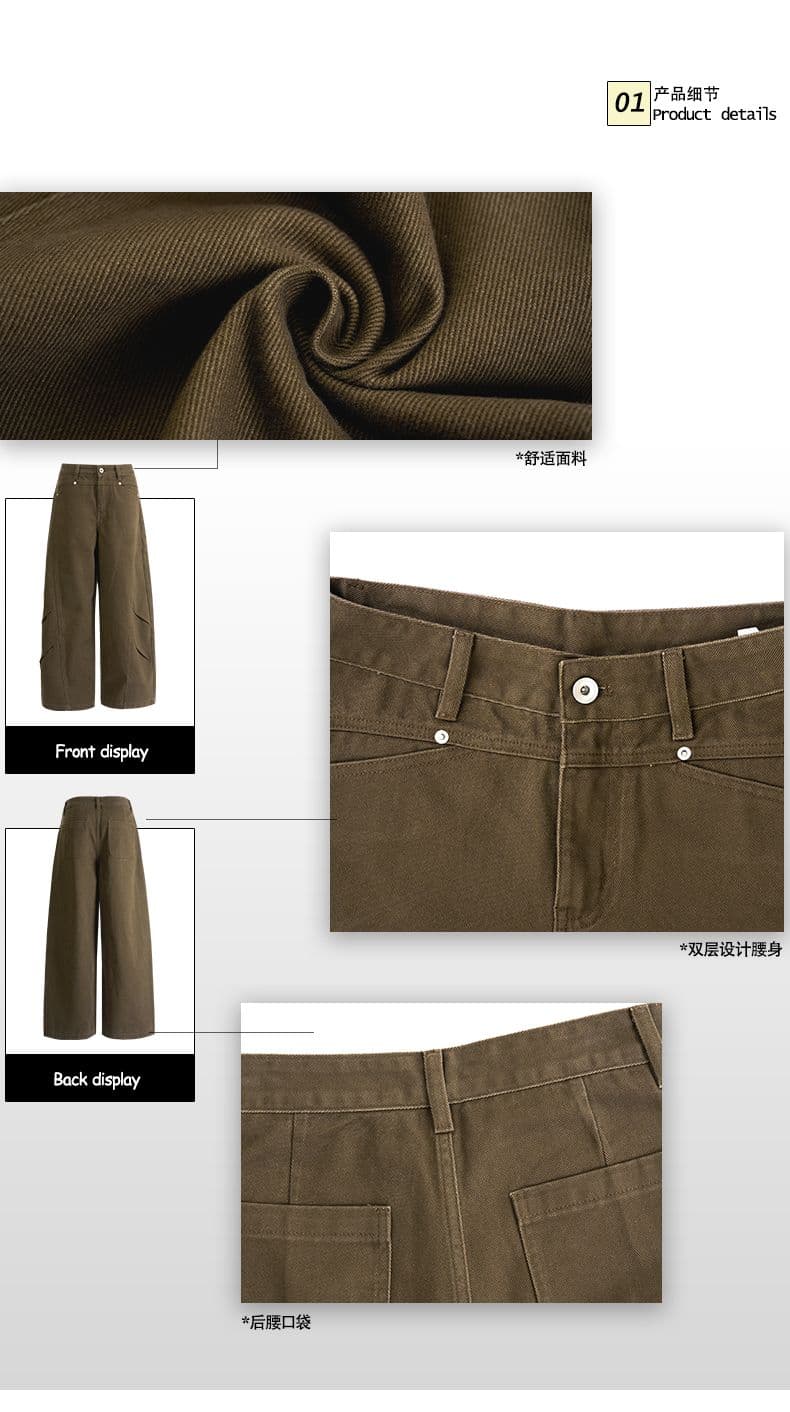 실사 2026 가을 청바지 여성 모통이 칼 워크웨어 바람 이중층 허리 머리 느긋한 상세 이미지 2