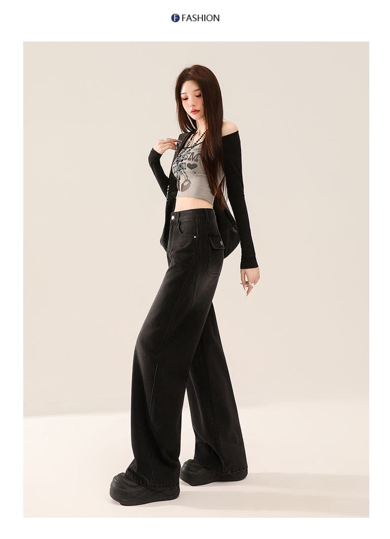 실사 봄 가을 새로운 레트로 파란색 넓은 다리 청바지 여성 스트레이트 루즈핏 다용도 캐주얼 바지 상세 이미지 23