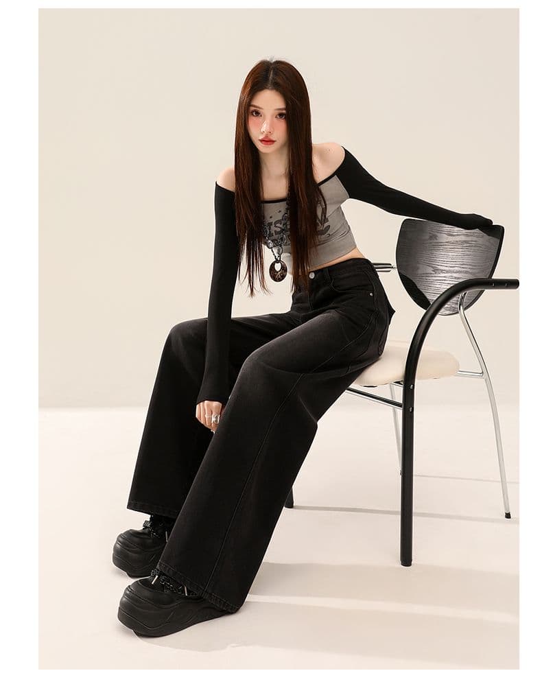 실사 봄 가을 새로운 레트로 파란색 넓은 다리 청바지 여성 스트레이트 루즈핏 다용도 캐주얼 바지 상세 이미지 29