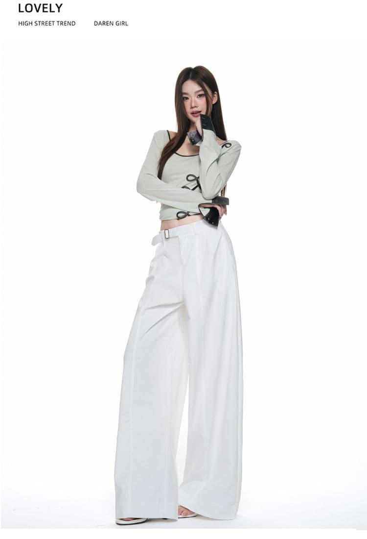 실사 레트로 카키 색 하이웨이스트 미니멀리즘 넓은 다리 캐주얼 바지 한 부서 새로운 도루 센스 다용도 루즈핏 정장 바지 상세 이미지 21