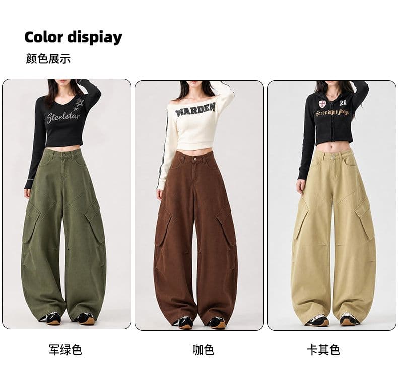 실사 가을 모통이 칼 바지 무거운 워시 퇴색 한 면 데님 워크웨어 루즈핏 넓은 다리 느슨함 센스 순면 편안함 데님 상세 이미지 7
