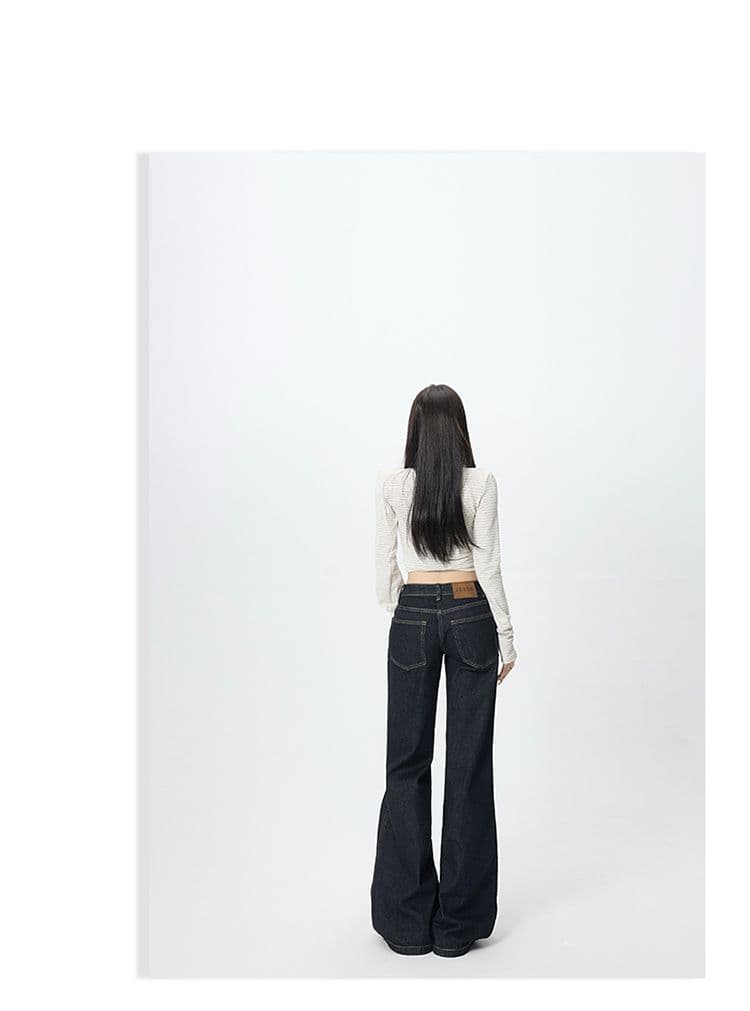 실사 아메리칸 레트로 로우 웨이스트 핫걸 나팔 바지 몸매 가꾸기 도루 센스 슬림해 보이는 다용도 청바지 여성 상세 이미지 14