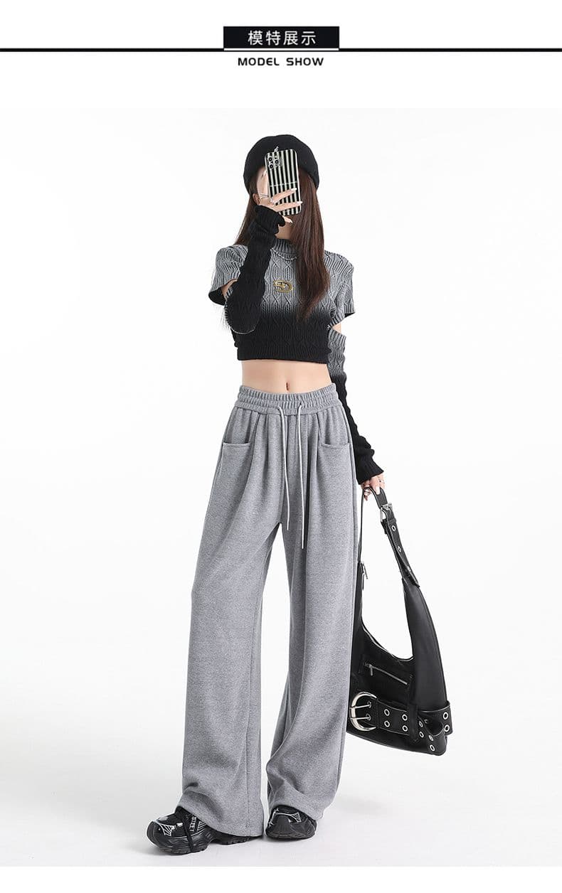 실사 느긋한 밴딩 배색 펌프 로프 넓은 다리 양모 바지 다용도 가을 겨울 새로운 부드러운 찹쌀 캐주얼 바지 아이들 상세 이미지 30