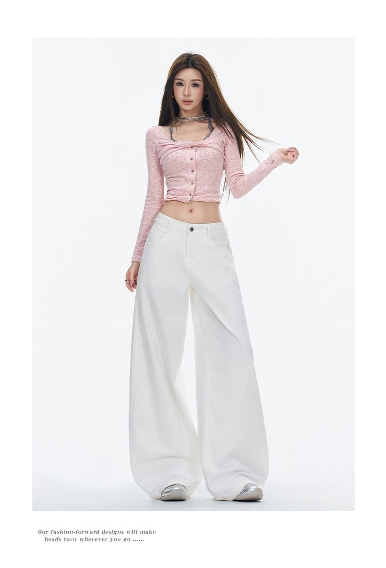 실사 새로운 마틴 캐주얼 바지 모통이 칼 청바지 여성 하이웨이스트 루즈핏 슬림해 보이는 스트레이트 바닥 청소 바지 상세 이미지 15