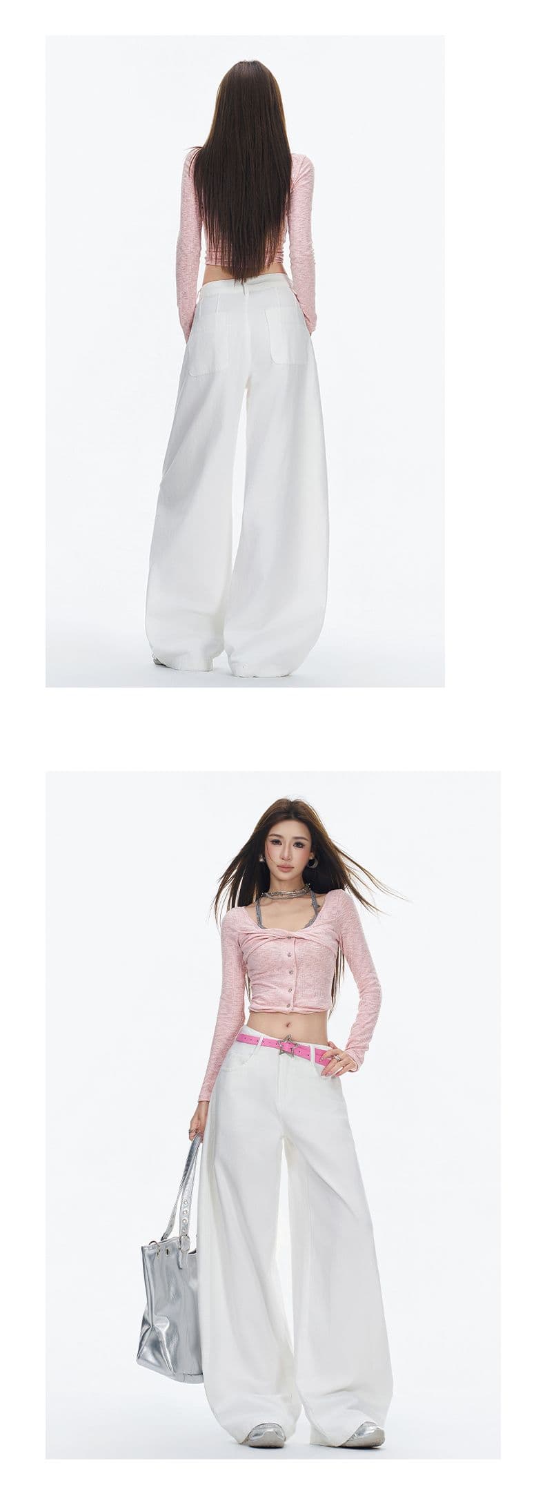 실사 새로운 마틴 캐주얼 바지 모통이 칼 청바지 여성 하이웨이스트 루즈핏 슬림해 보이는 스트레이트 바닥 청소 바지 상세 이미지 16