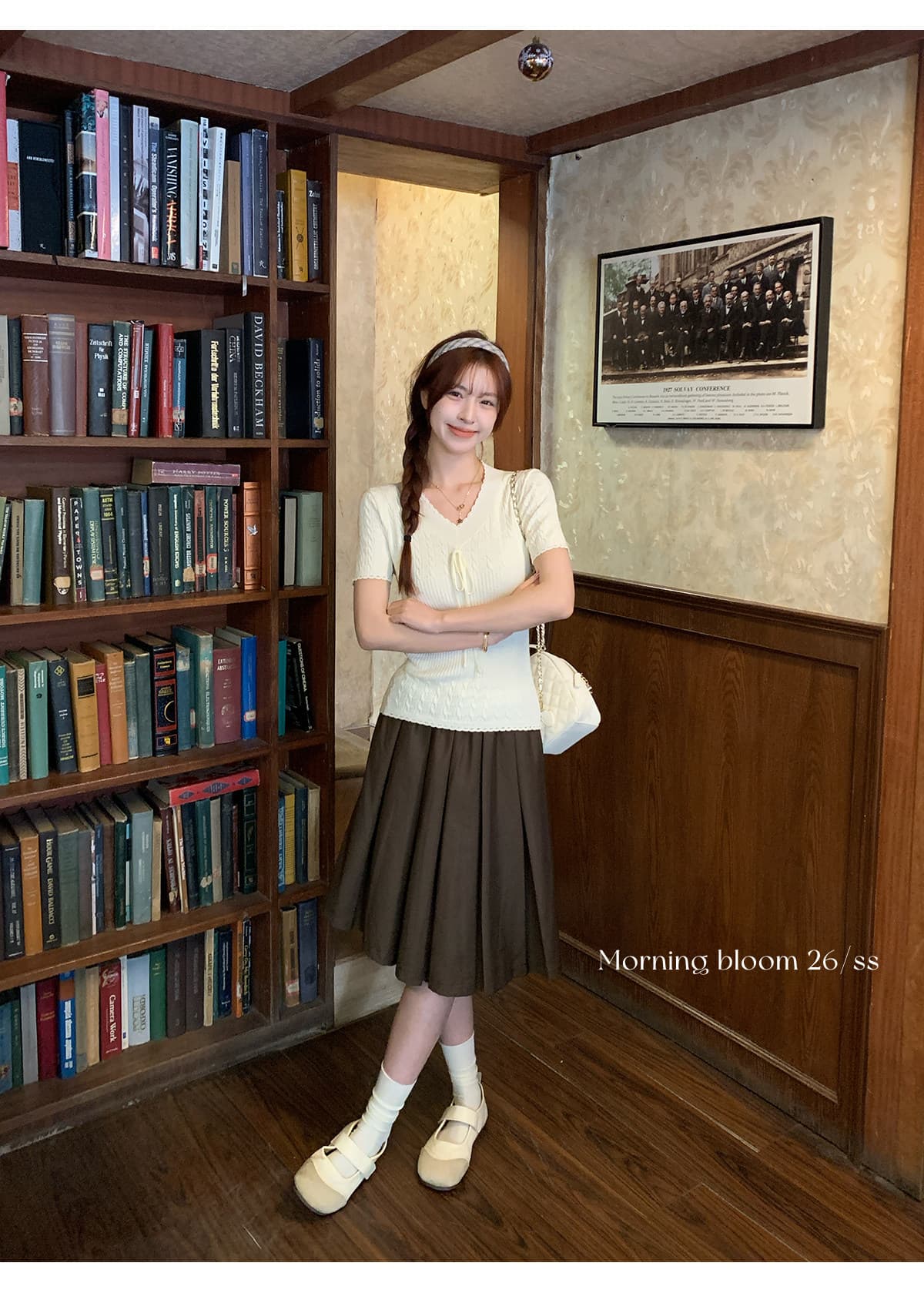 morning bloom 스트랩 레이스 니트 반팔 티셔츠 여성 여름 새로운 한 부서 착용 가져 가라. 허리 수축 핑크색 맨위 상세 이미지 23