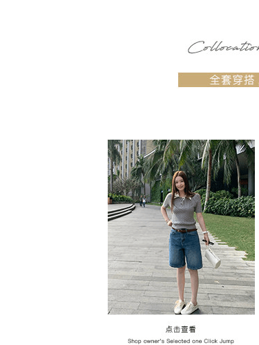 lin12-ivy style 레트로 POLO 칼라 꽈배기 반팔 양모 니트 스웨터 오래된 돈 긍정적 인 어깨 몸매 가꾸기 맨위 상세 이미지 7