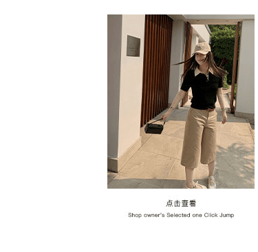lin12-ivy style 레트로 POLO 칼라 꽈배기 반팔 양모 니트 스웨터 오래된 돈 긍정적 인 어깨 몸매 가꾸기 맨위 상세 이미지 10