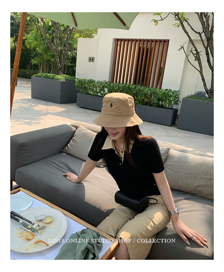 lin12-ivy style 레트로 POLO 칼라 꽈배기 반팔 양모 니트 스웨터 오래된 돈 긍정적 인 어깨 몸매 가꾸기 맨위 상세 이미지 31