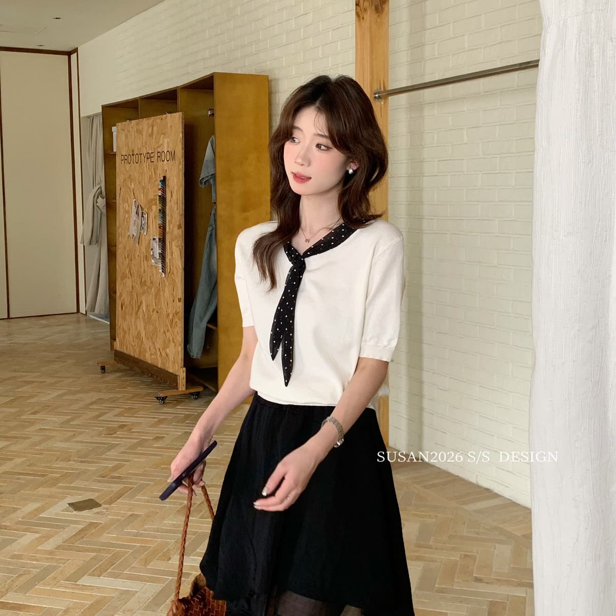 susan- 켜기 새로운 아무것도 저항 넥타이 아니요 철거 여름 품격 천 골드 센스 부드러운 니트 스웨터 s05 이미지 5