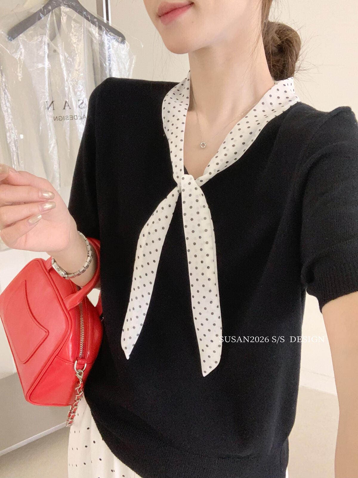 susan- 켜기 새로운 아무것도 저항 넥타이 아니요 철거 여름 품격 천 골드 센스 부드러운 니트 스웨터 s05 상세 이미지 5
