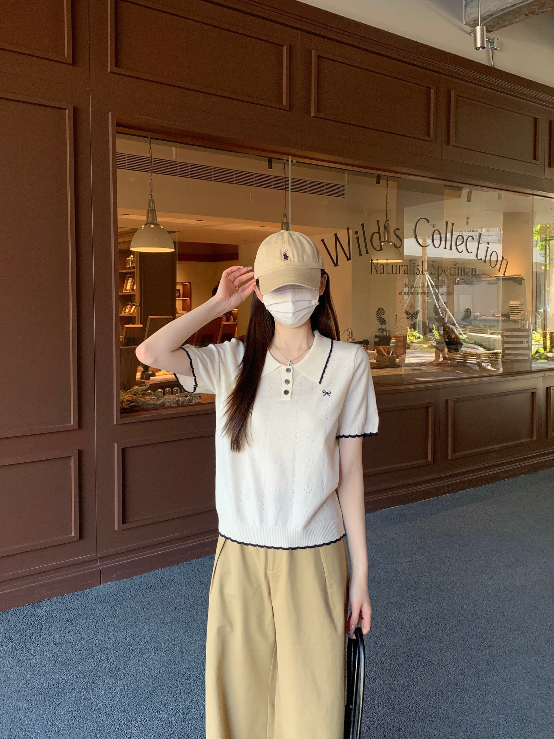 부드러운 POLO 칼라 프릴 반팔 니트 스웨터 여성 2026 여름 새로운 배색 측면 몸매 가꾸기 슬림해 보이는 맨위 트렌디 상세 이미지 20